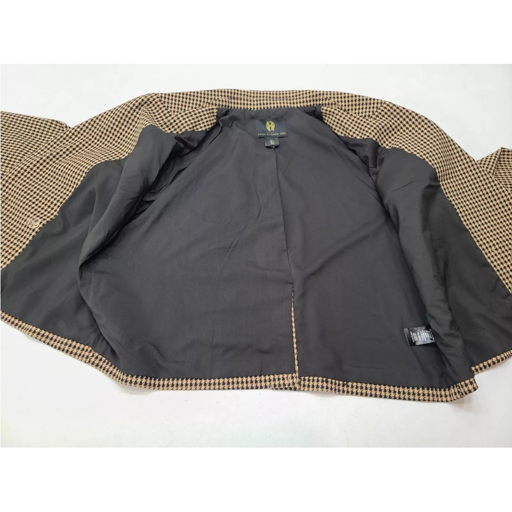 House of Harlow 1960 Notch Lapel Brown Houndstooth Cropped Blazer Size L - Picture 4 of 9
